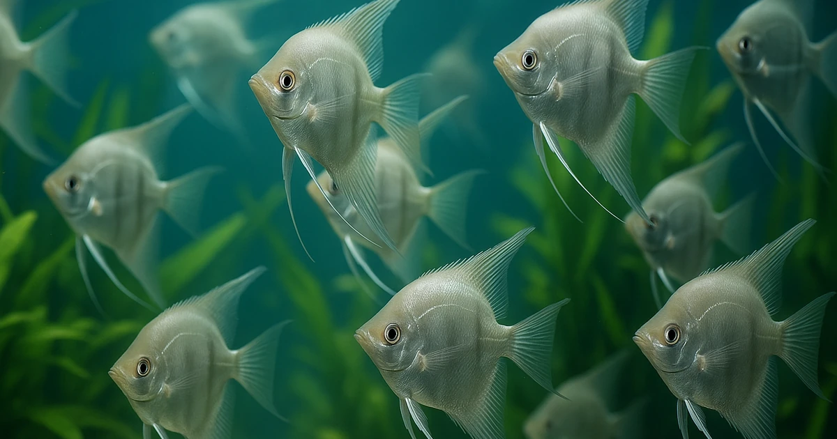 Graceful Silver Angelfish in Freshwater Aquarium